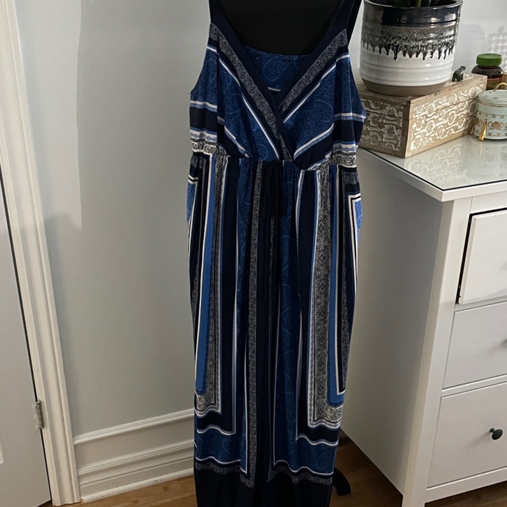 Navy and White Maxi Dress